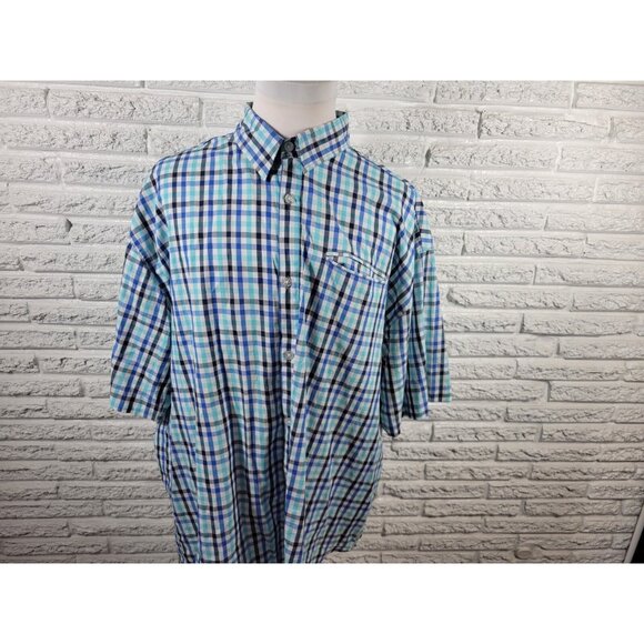 Marc Ecko Mens Shirt 4XLT Short Sleeve Casual Blue Plaid Pocket Cotton PLA96E - Picture 3 of 8